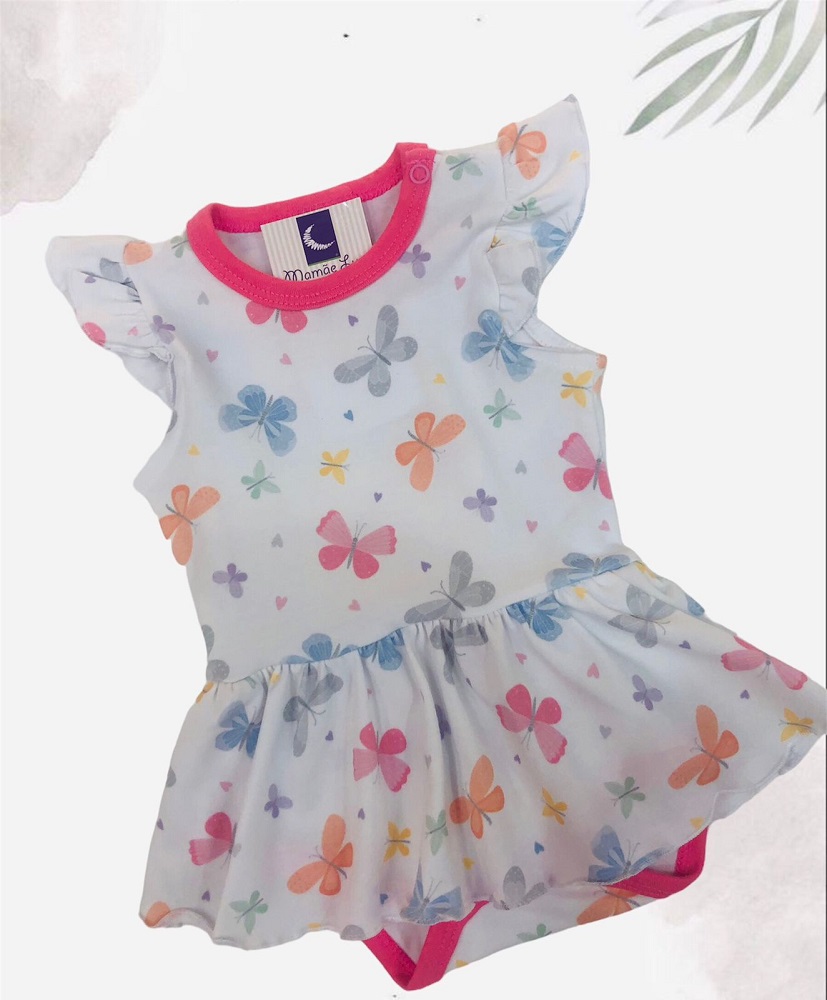 Body Vestido Bebê Borboletas