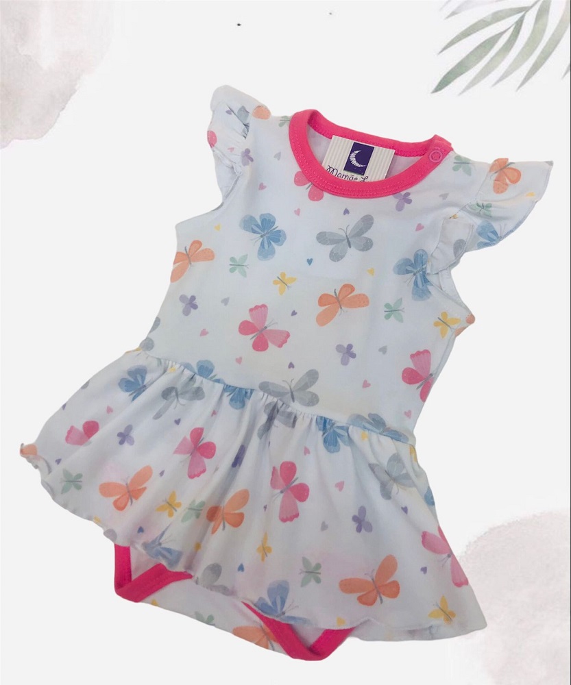 Body Vestido Bebê Borboletas