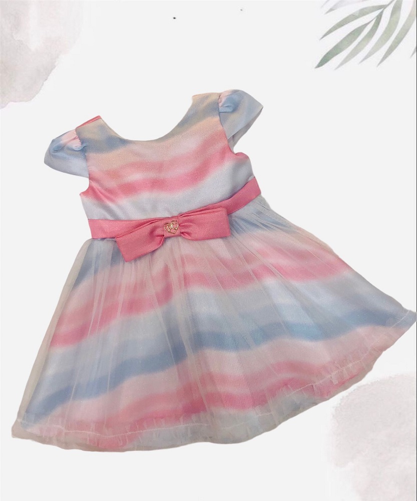 Vestido Bebê Festa Azul E Rosa