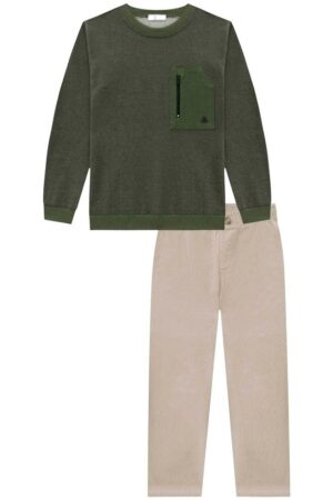 Conjunto De Blusão Em Moletom Infantil