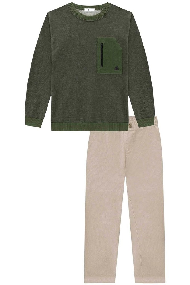 Conjunto De Blusão Em Moletom Infantil