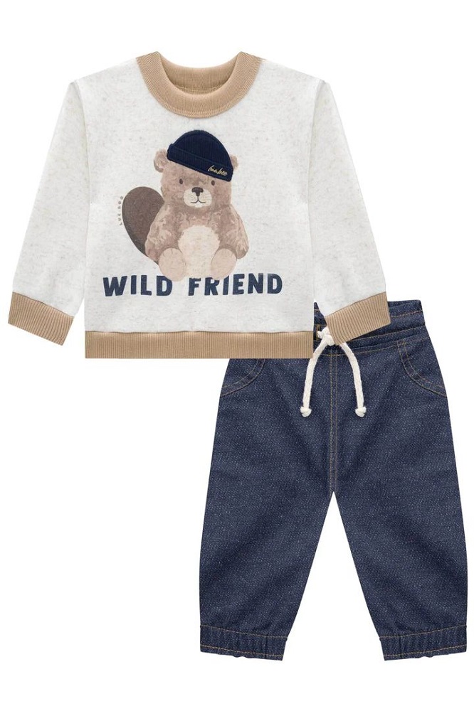 Conjunto De Blusão Em Moletom Linho Infantil