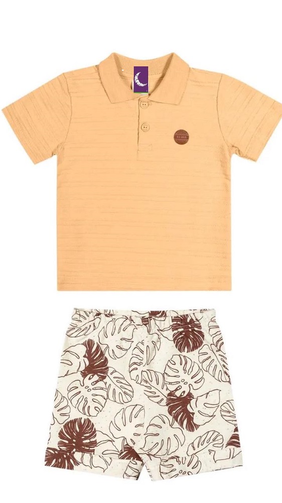 Conjunto Infantil Menino Folhagem Laranja