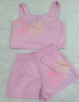 Conjunto Rosa Flores Infantil