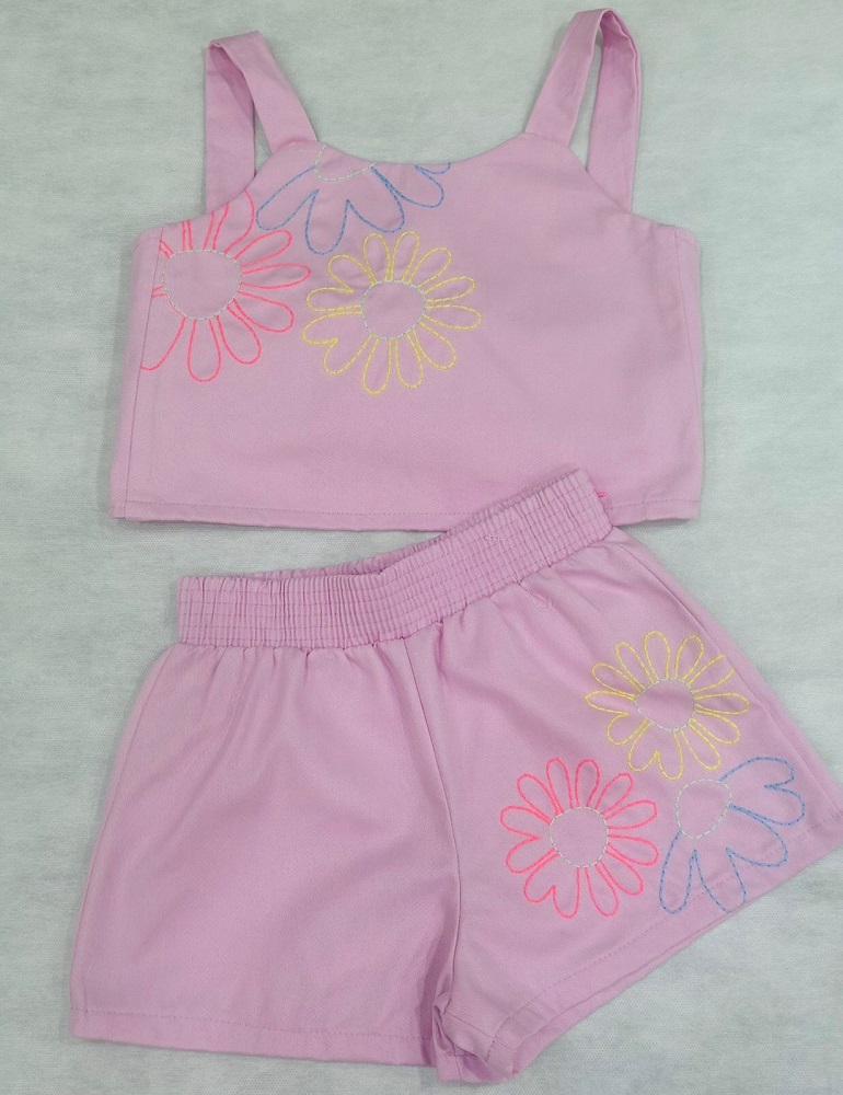 Conjunto Rosa Flores Infantil