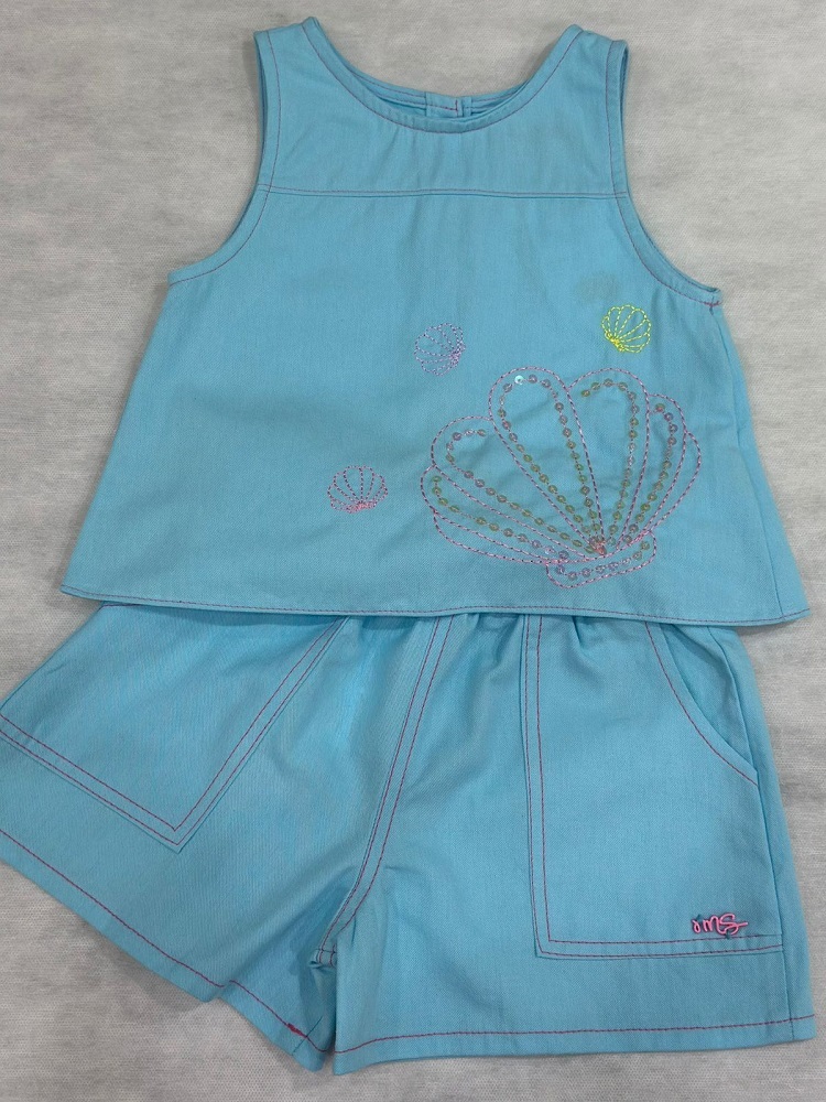 Conjunto Bordado De Conchas Infantil