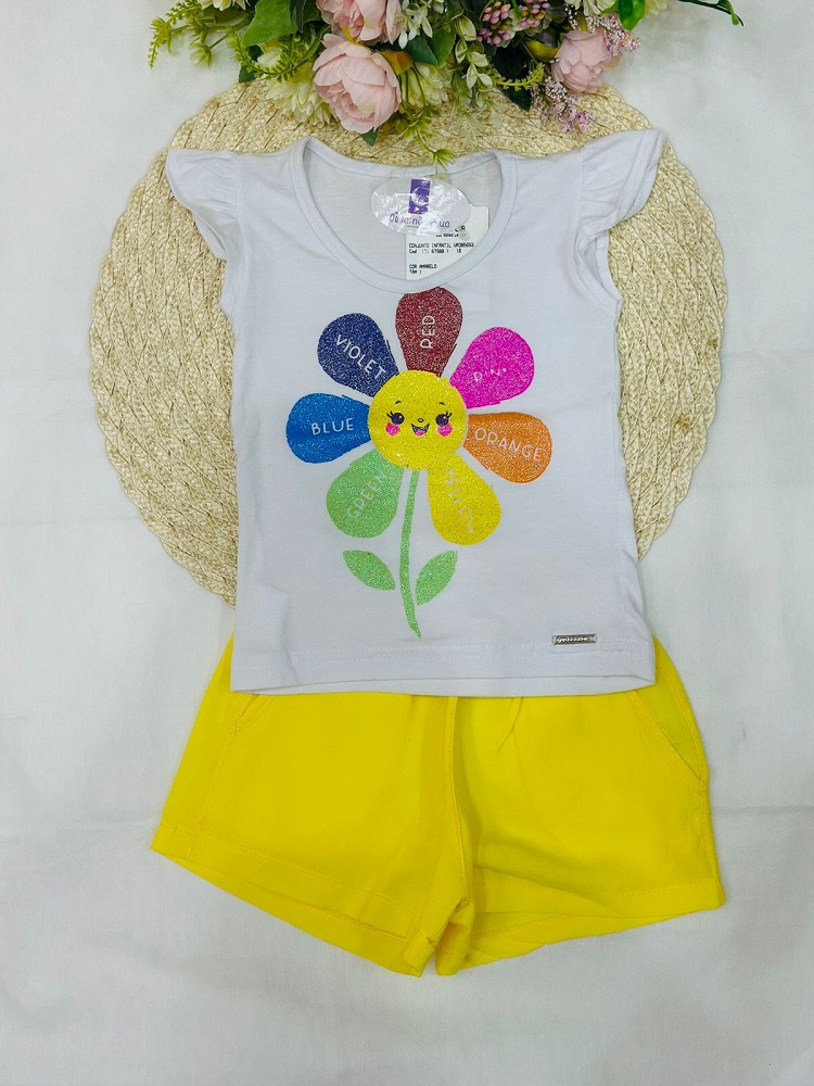 Conjunto Infantil Menina Flor Amarelo