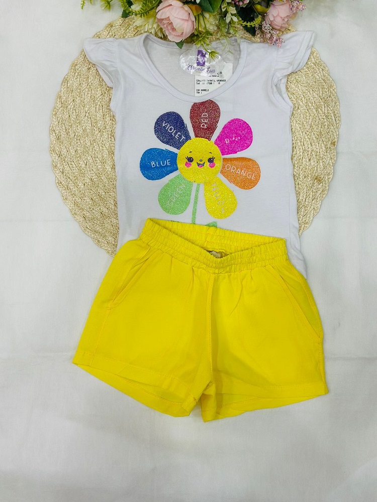 Conjunto Infantil Menina Flor Amarelo