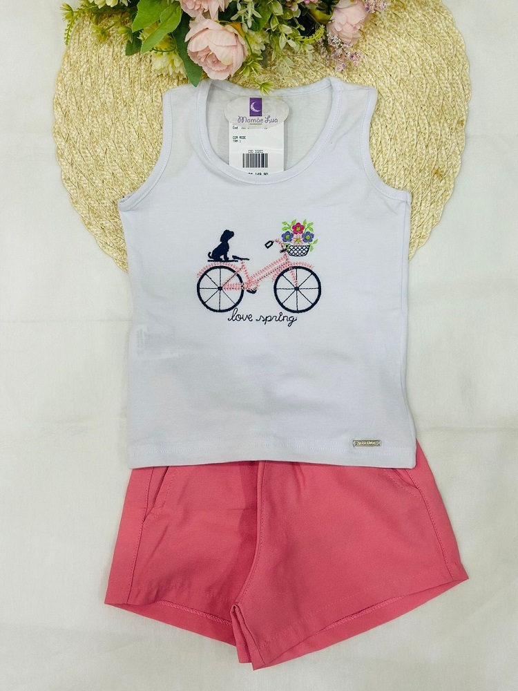 Conjunto Infantil Menina Bicicleta Rosa