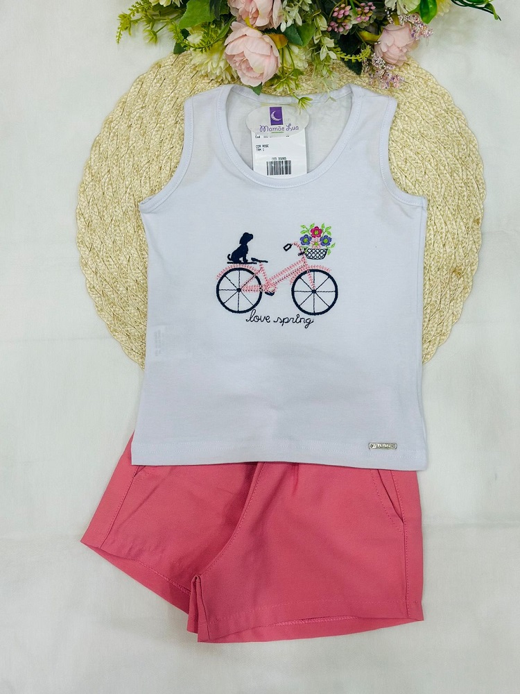 Conjunto Infantil Menina Bicicleta Rosa