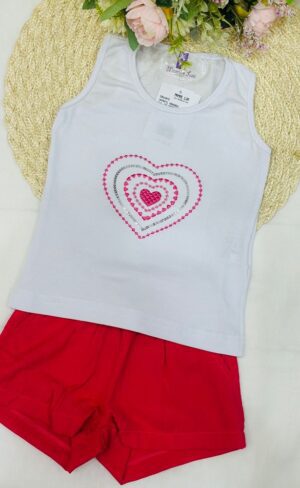 Conjunto Infantil Menina Coração Pink