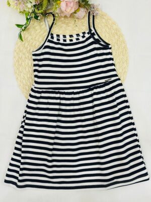 Vestido Infantil Listas Marinho