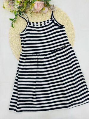Vestido Infantil Listas Marinho