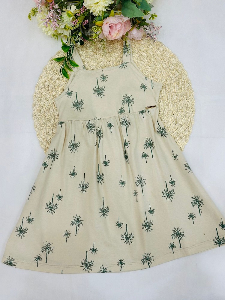 Vestido Infantil Palmeiras Bege