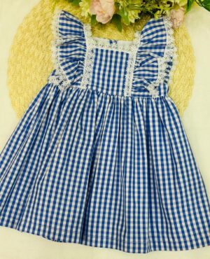 Vestido Bebê Xadrez Azul
