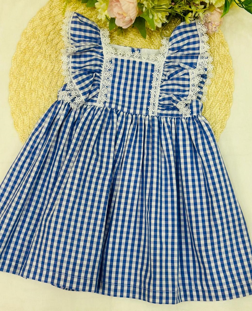 Vestido Bebê Xadrez Azul