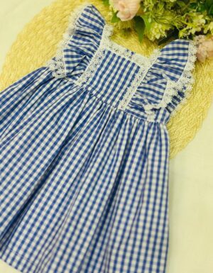 Vestido Bebê Xadrez Azul