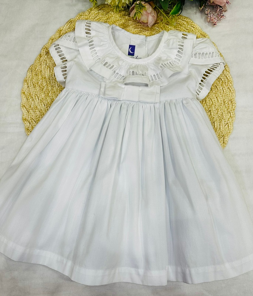 Vestido Branco Bebê Ponto Palito