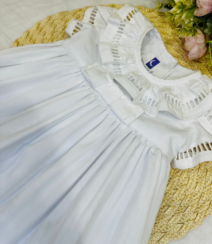 Vestido Branco Bebê Ponto Palito