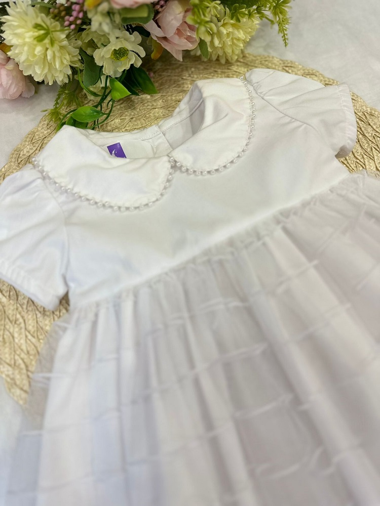 Vestido Branco Tule Bebê