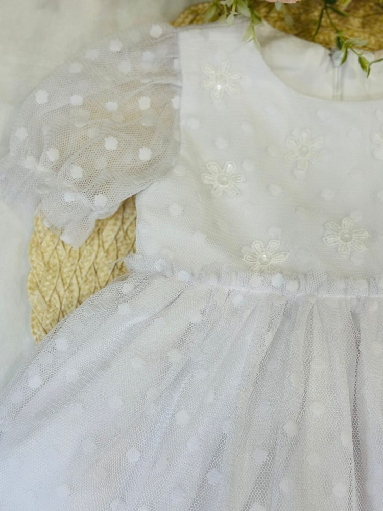 Vestido Floral Branco Bebê