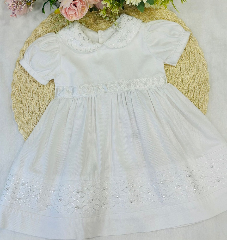 Vestido Branco Bebê Golinha Com Perola