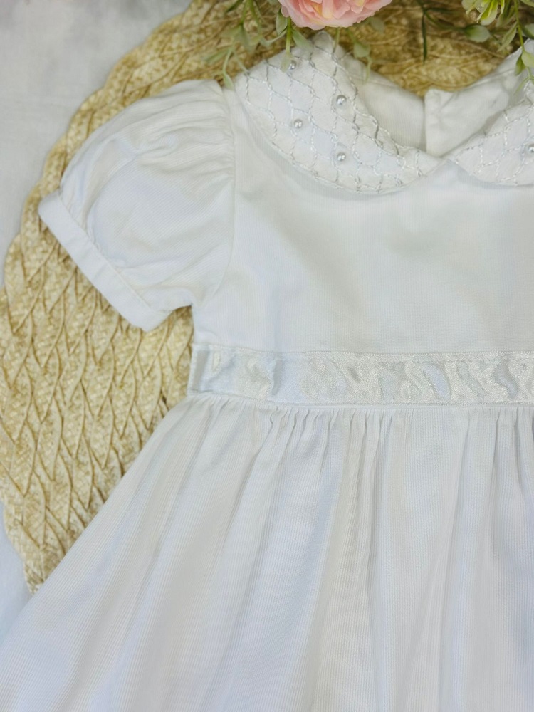 Vestido Branco Bebê Golinha Com Perola