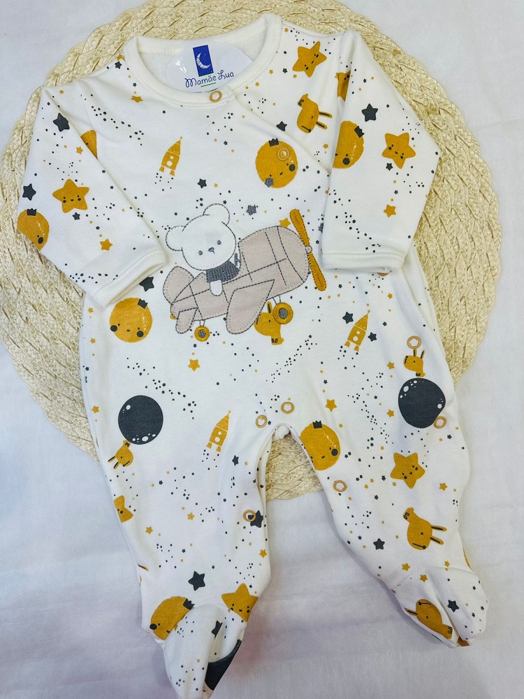 Macacão Bebê Longo Estampado Espaço
