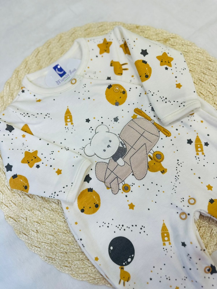 Macacão Bebê Longo Estampado Espaço