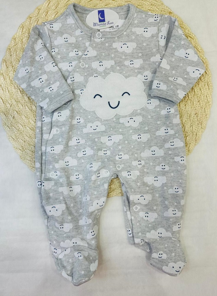 Macacão Bebê Longo Estampado Nuvem