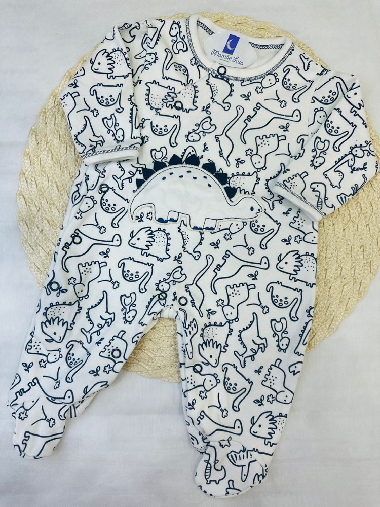 Macacão Bebê Longo Estampado Dino