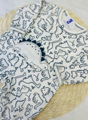 Macacão Bebê Longo Estampado Dino