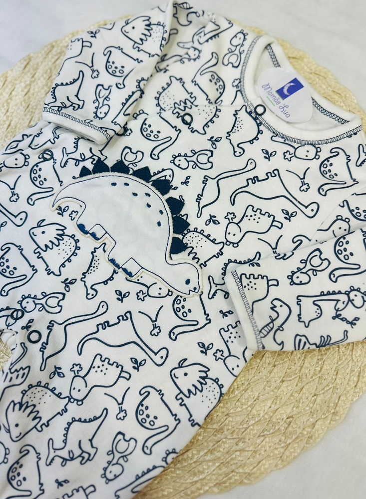 Macacão Bebê Longo Estampado Dino