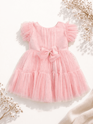 Vestido Infantil Rosa Com Brilho Para Festa