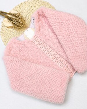 Bolero Casaco Infantil Teddy Com Pérolas