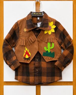 Camisa Xadrez Marrom Manga Longa Infantil