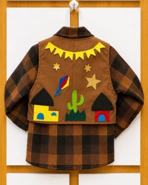 Camisa Xadrez Marrom Manga Longa Infantil