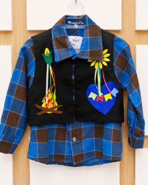 Camisa Xadrez Azul Manga Longa Infantil