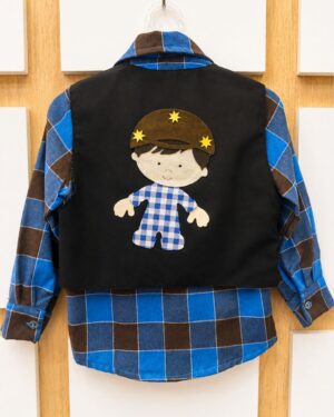 Camisa Xadrez Azul Manga Longa Infantil