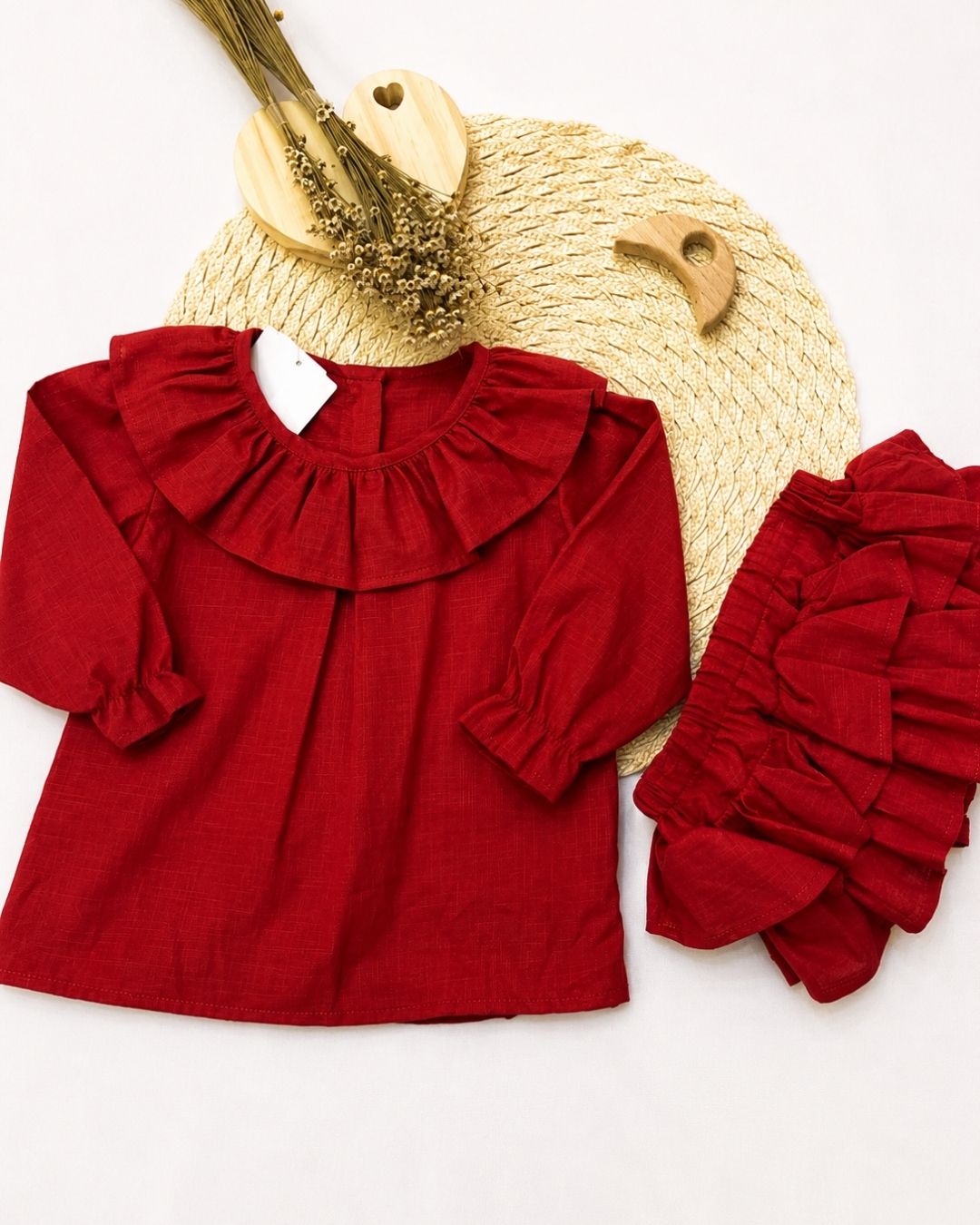 Conjunto Bebê Com Babadinhos Vermelho