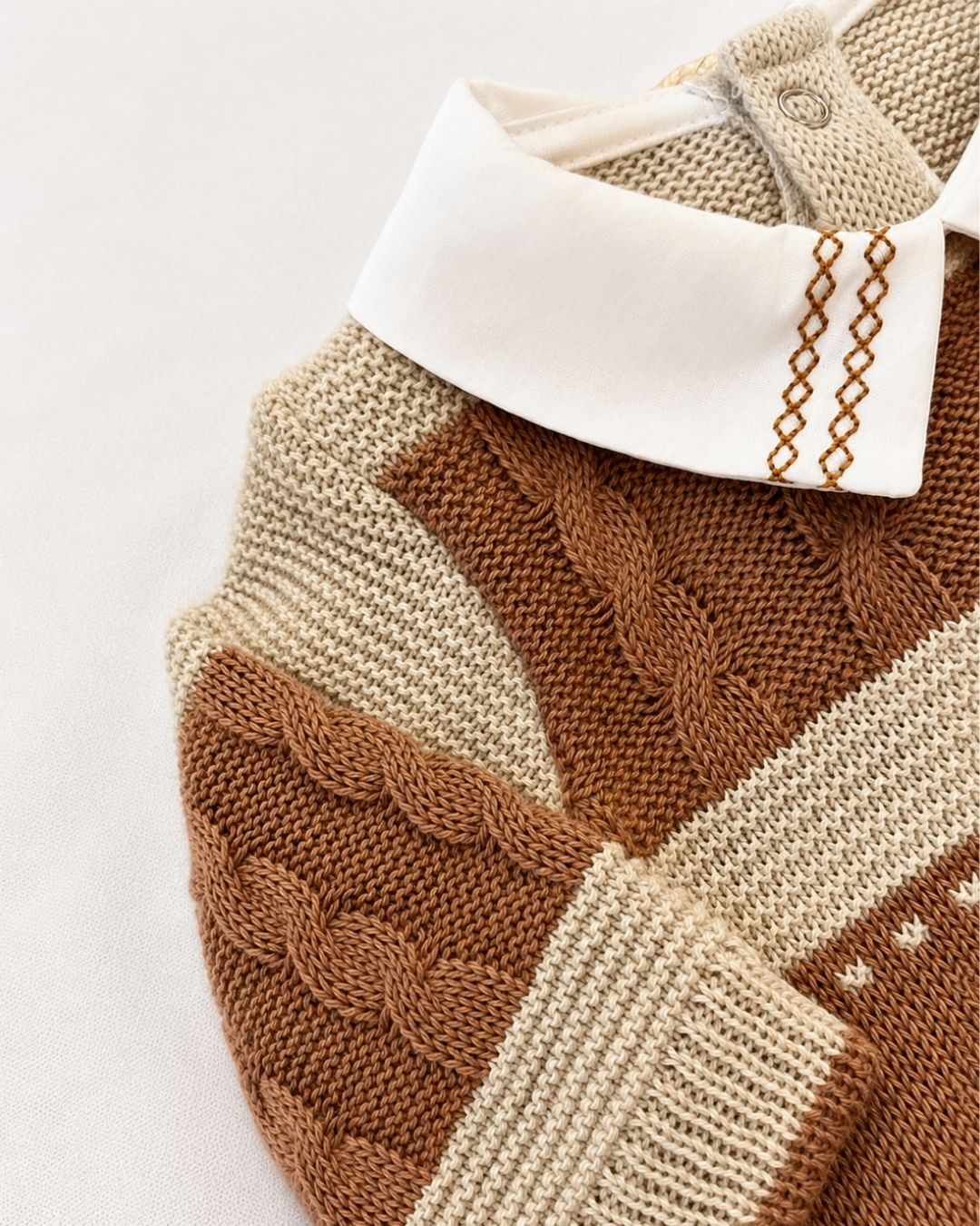 Macacão Areia E Terracota Em Tricot Para Bebê