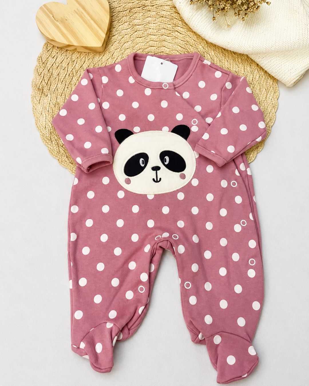 Macacão Bebê Suedine Aplique Panda