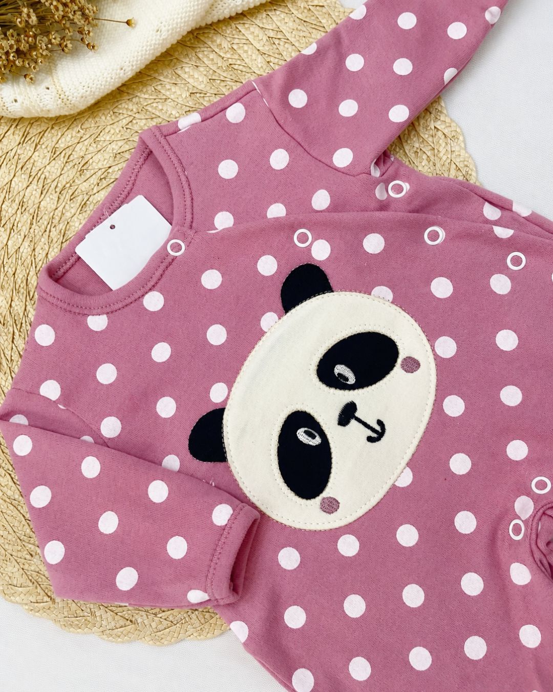 Macacão Bebê Suedine Aplique Panda
