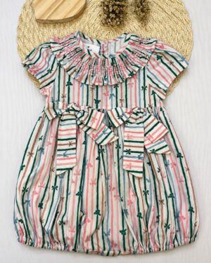 Romper Bebê Listras E Laços Delicados Infantil