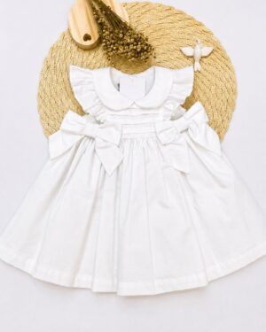 Vestido Bebê Branco Com Laços Laterais Infantil