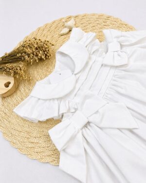 Vestido Bebê Branco Com Laços Laterais Infantil