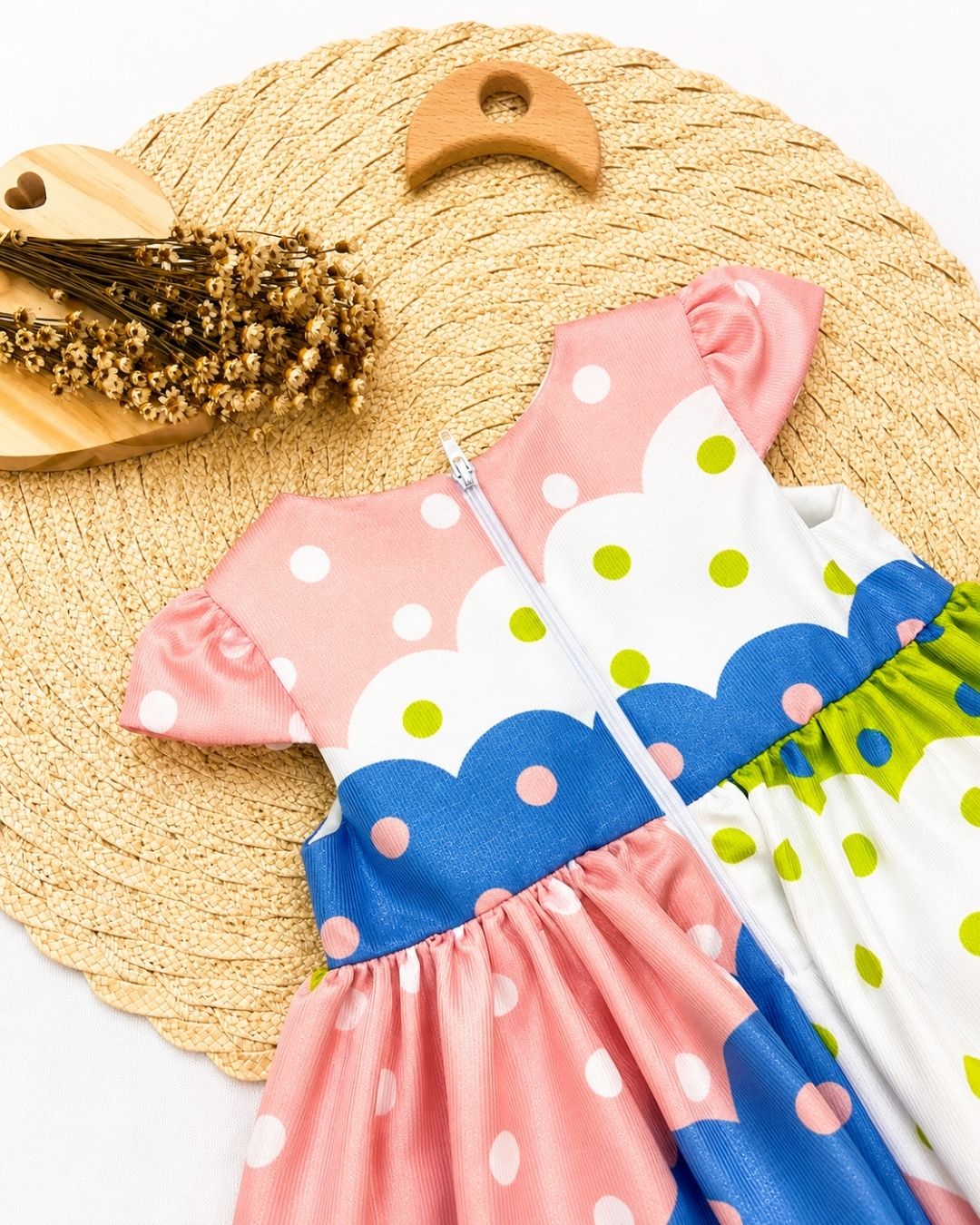 Vestido Bebê Colorido Poá Com Laços