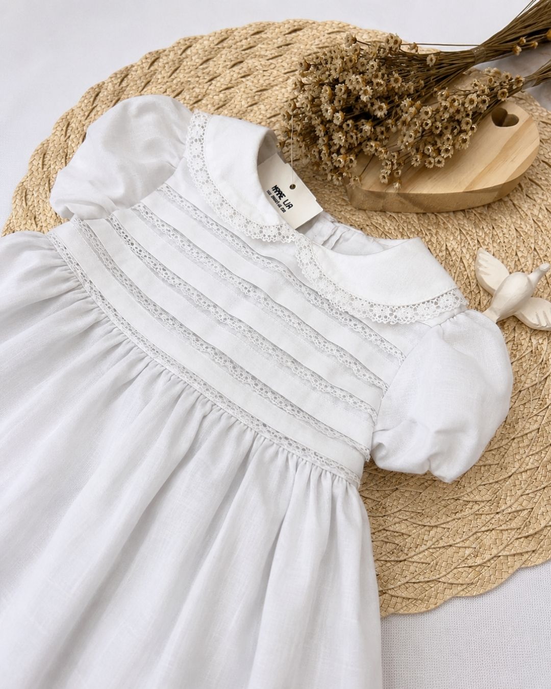Vestido Bebê Branco Com Renda E Gola Clássica