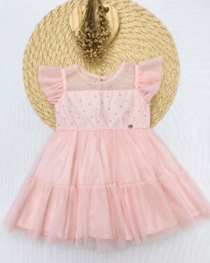 Vestido De Festa Bebê Rosa Com Strass Infantil
