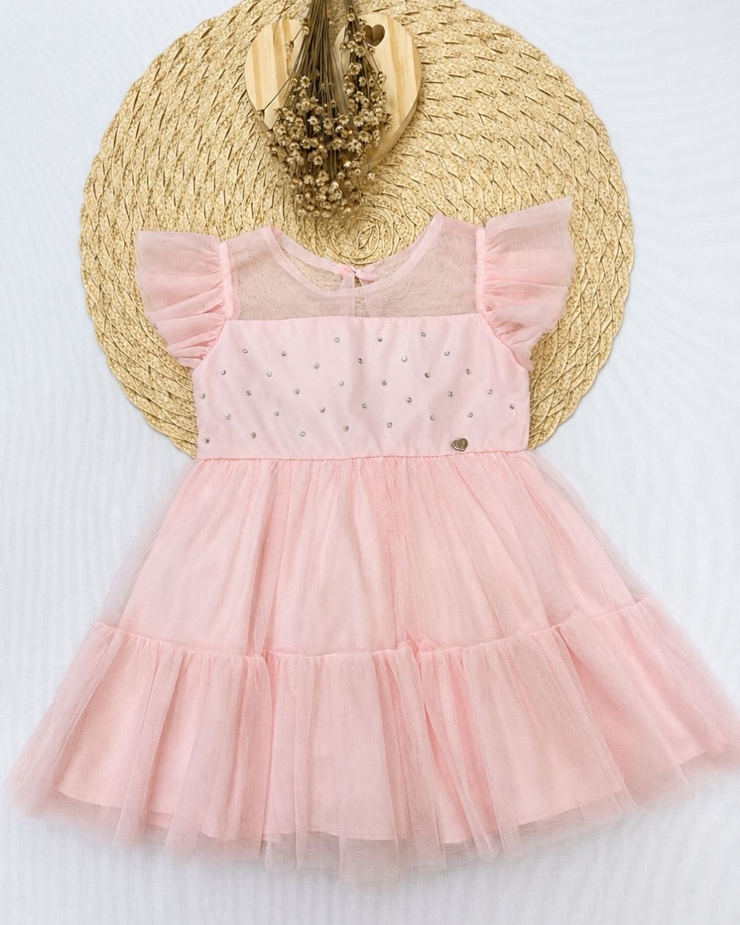 Vestido De Festa Bebê Rosa Com Strass